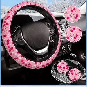 Pink Cherry Steering Wheel Cover